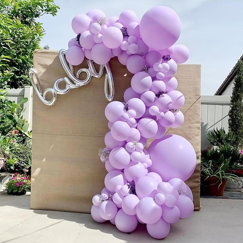 106pcs Pastel Purple Balloons Kit Arch Purple Balloon Garland Baby Shower Gender Reveal Birthday Party Wedding Anniverdary Decor