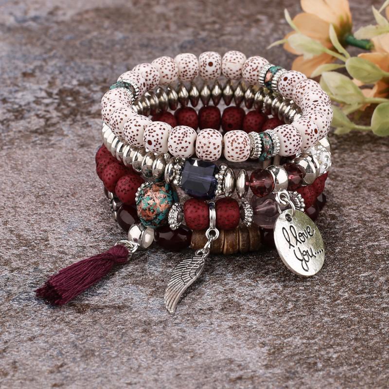 Bohemian Charm Tassel Beaded Bracelet Set for Women