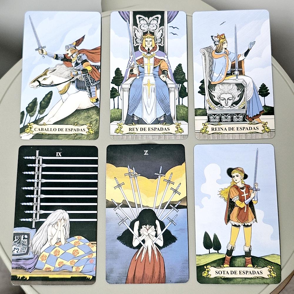 Secret Mirror Tarot Deck 78 ცალი თანამედროვე ტაროს ბარათები სამკურნალო ენერგიით სიცოცხლის ჩრდილების გასანათებლად და მსუბუქი ესპანური 10,3*6 სმ