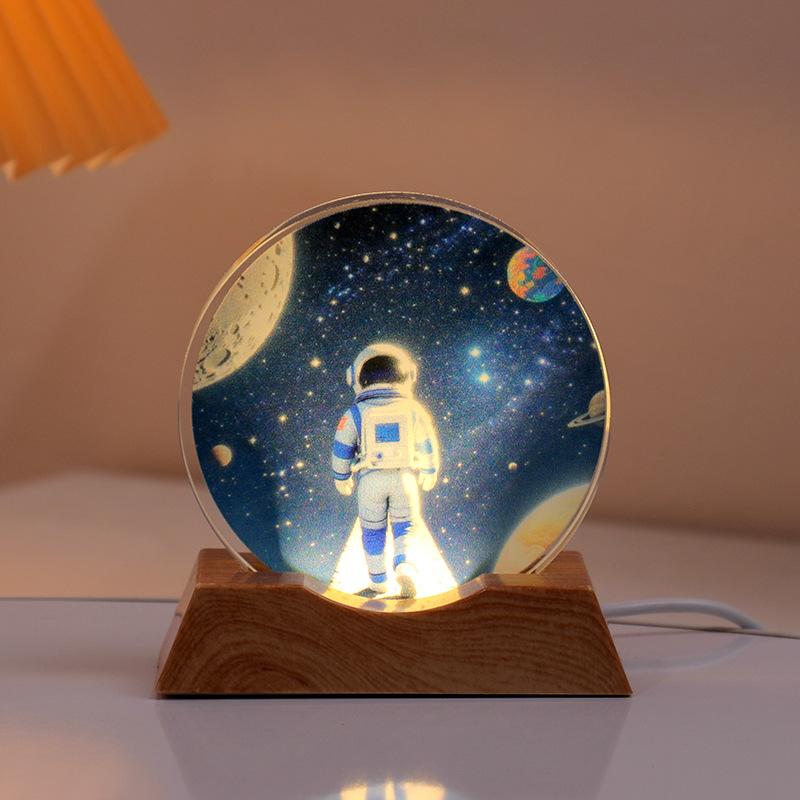 Crystal Disc Luminous Night Lamp Bedside Lamp Ambient Desk Lamp Creative Gift Desktop Decoration Ornament