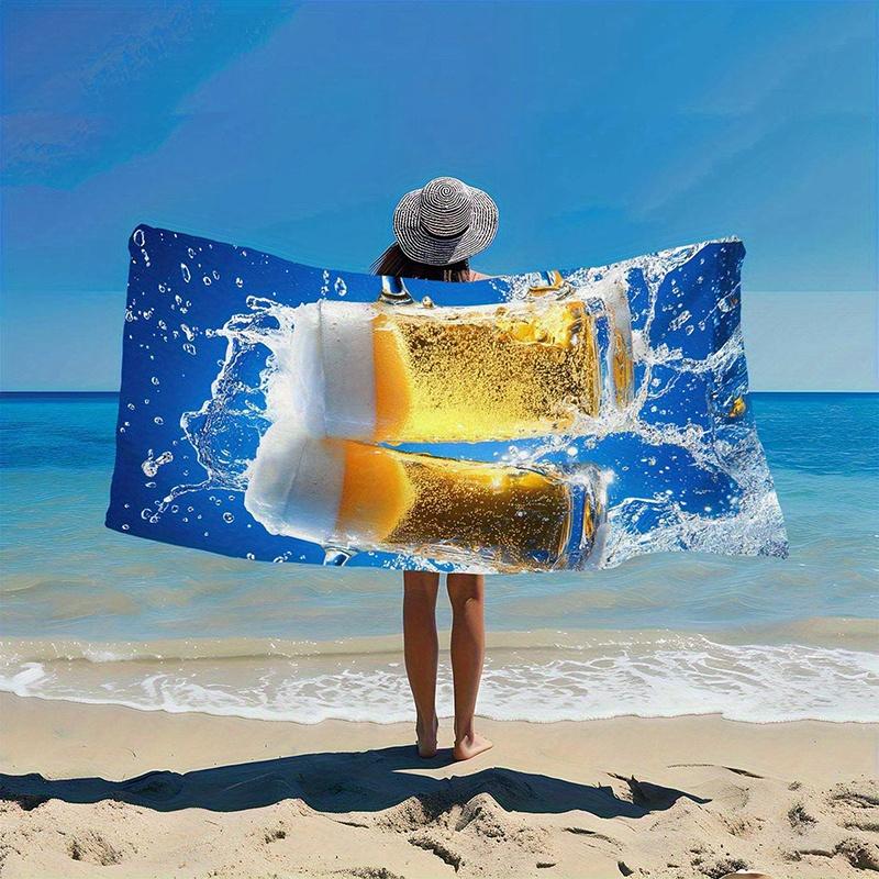 Strandtuch mit Bierdruck Schnelltrocknend Sandfrei Mikrofaser Saugfähig Leicht für Sommer Poolparty Reise Urlaub Strand