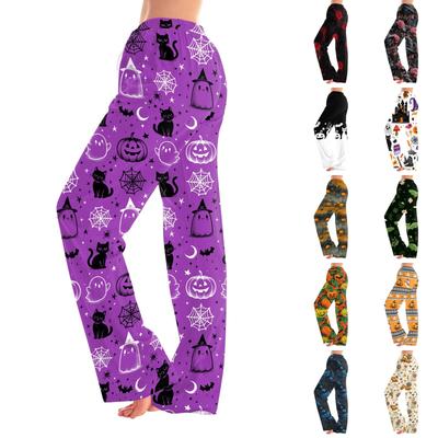 Damen Halloween Print Hose mit elastischem Bund und Kordelzug für lässige Haus- und Nachtwäsche