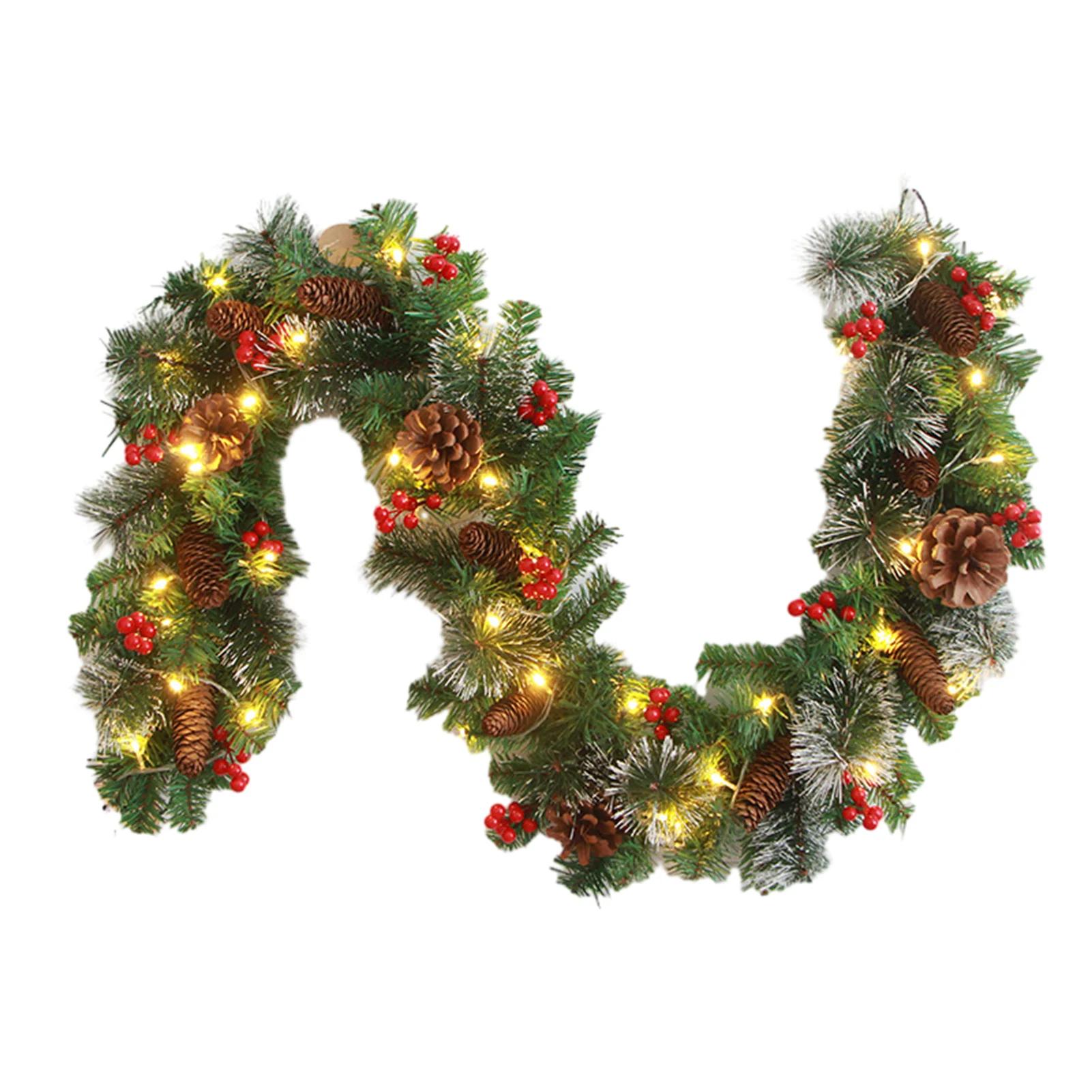 

1.8M Christmas Decoration Rattan Christmas Garland Red Berrys Branches Stylish DIY Wreath Party Decoration Home Wall Door 1.8m