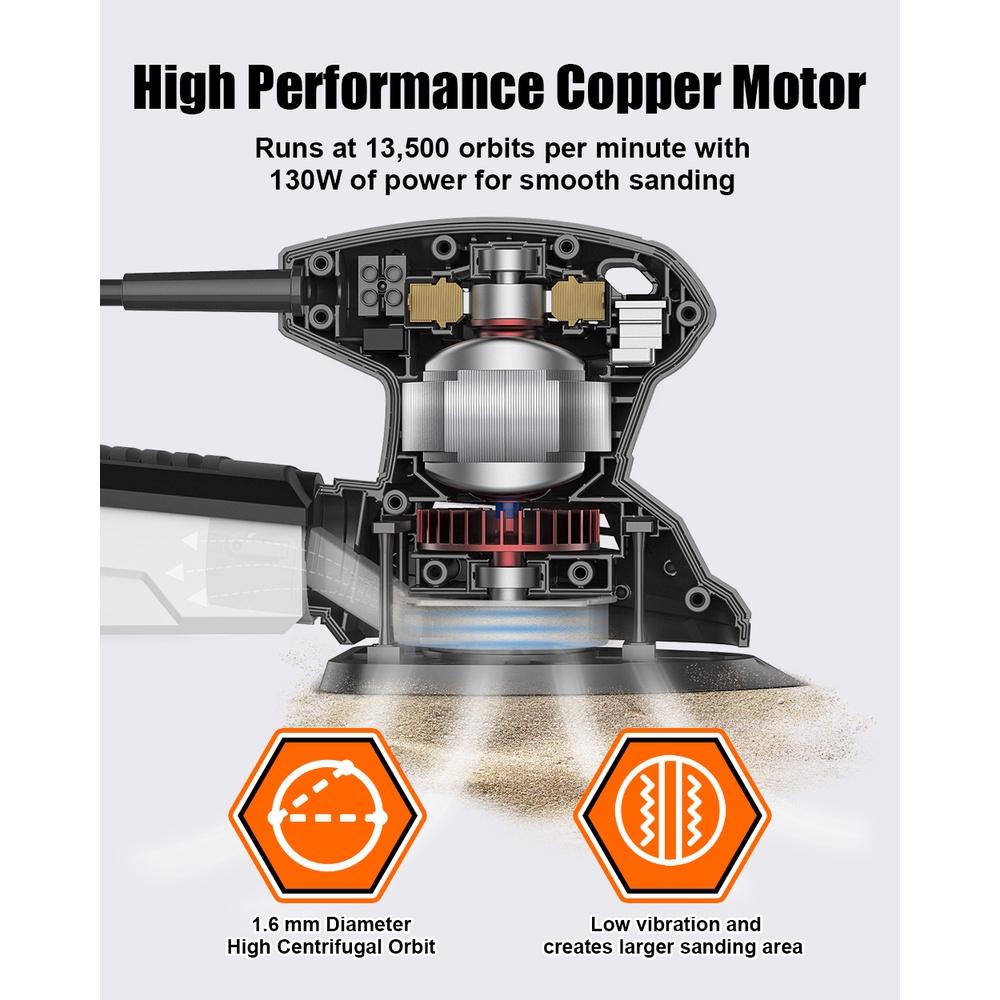 TS-SD2 Mouse Detail Sander With 12Pcs Sandpapers Drywall Sander Efficient Dust Collection System Power Tools 230W