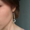 Gothic Hip Hop Sliver Color Five-pointed Star Human Face Moon Tassels Dangle Earrings for Women Halloween Party Pagan Jewelry