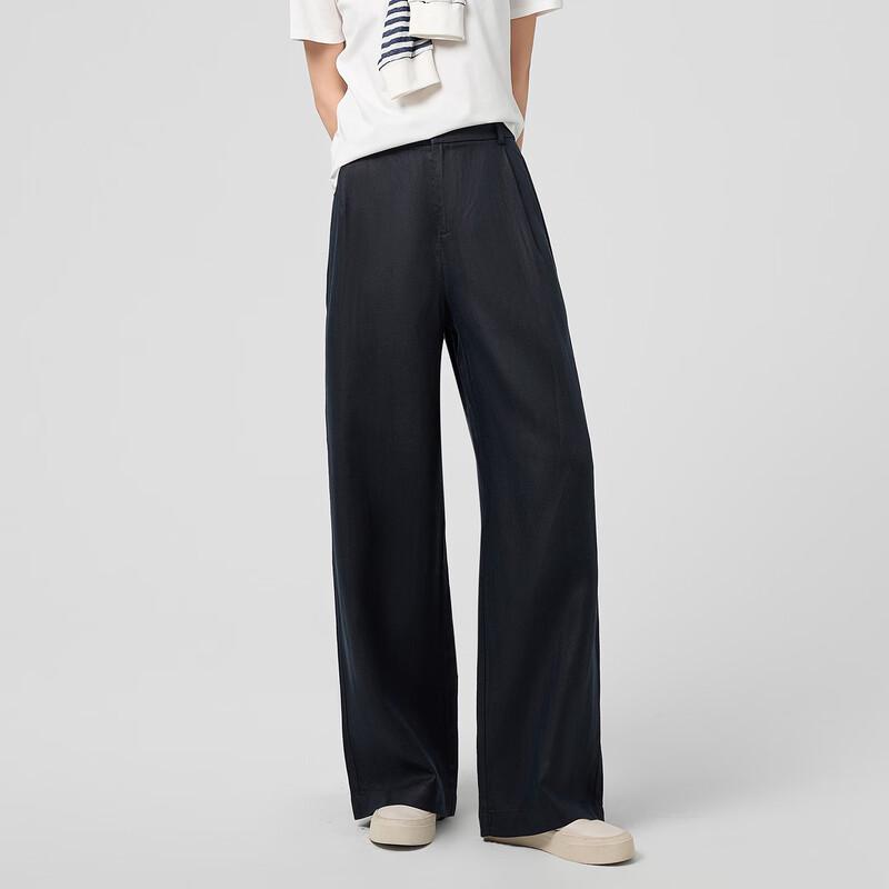 La Chapelle Women's Lyocell Linen Wide-Leg Pants