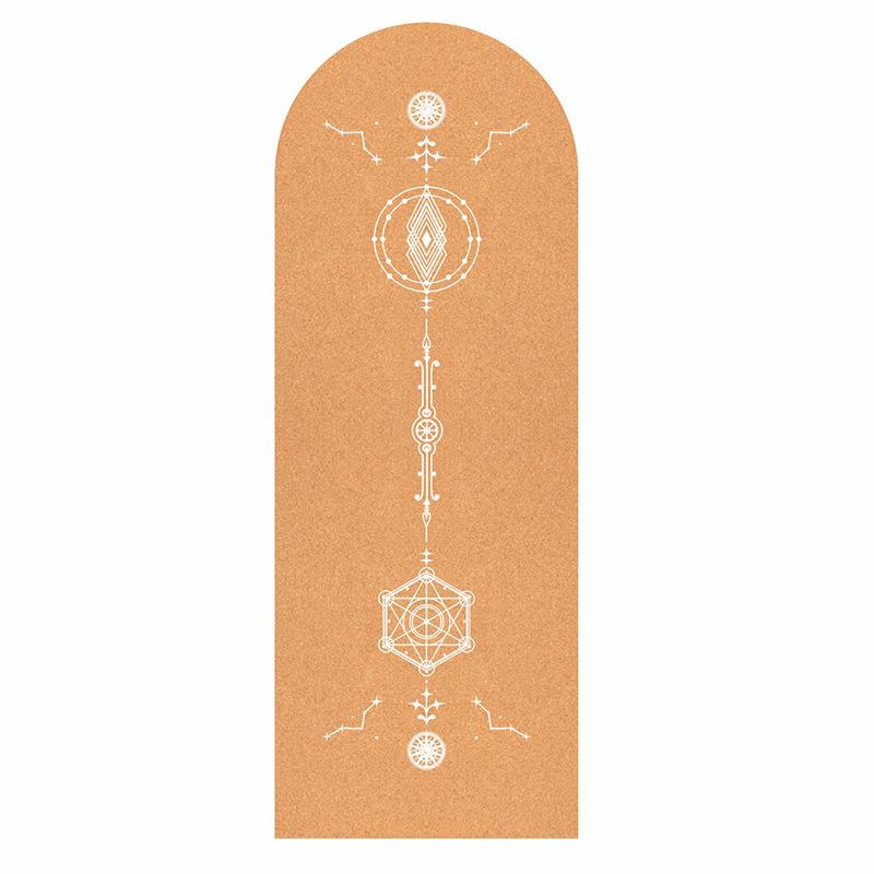 Natural Rubber Arch Shape Cork Yoga Mat Printed Non-slip Sports Mat Sweat-absorbing Oval Curve Pilates Mats 182*68cm*0.5cm