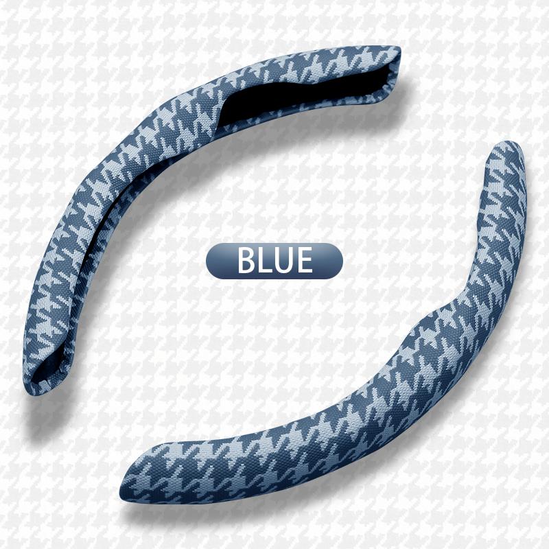 

Кожаный чехол на руль в клетку, 38 см, 15 дюймов, нескользящий автомобильный чехол на руль для типа D/O, противоскользящий синий