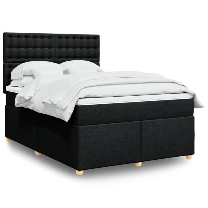 VidaXL Sommier à lattes de lit avec matelas Noir 160x200 cm Tissu 3291347