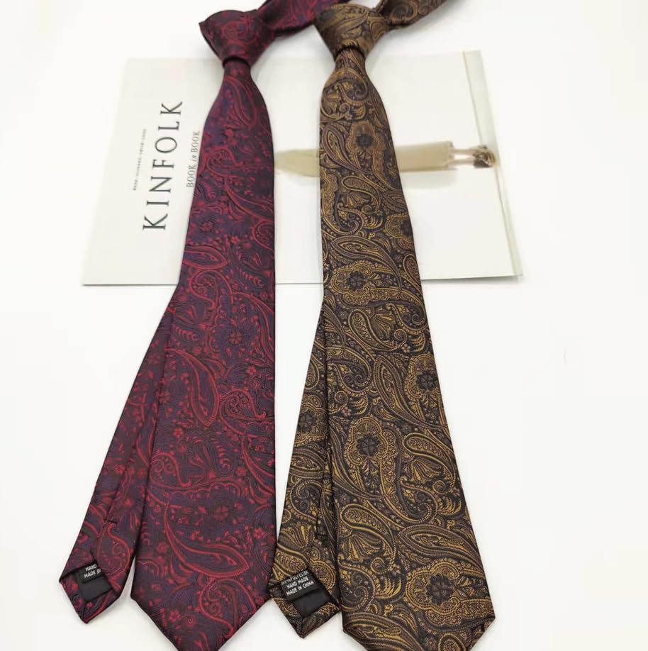[MaRowsm] Men's Necktie for Suits, Formal Wear, Business, Job Hunting, One-Color Paisley (Brown)