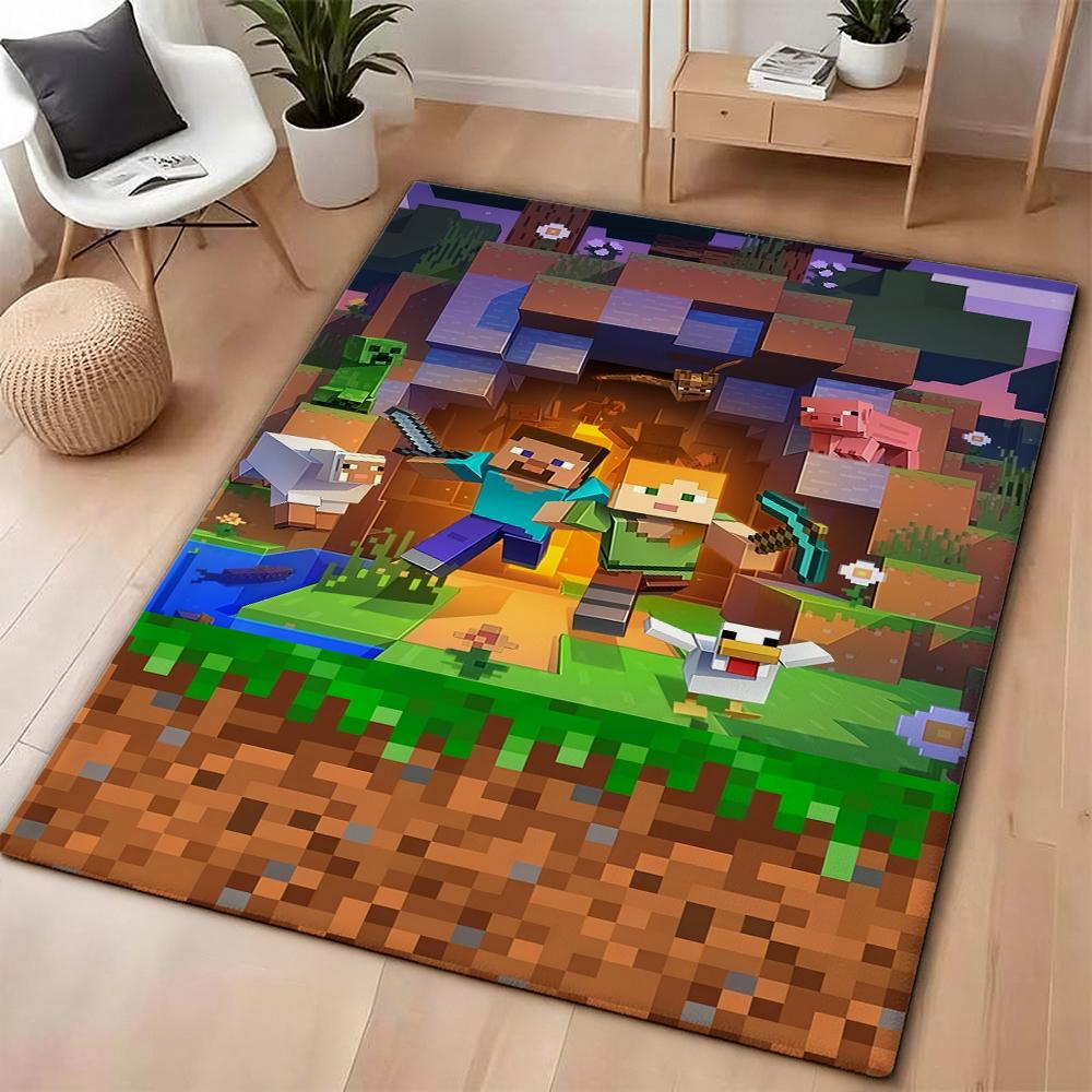 Minecraft Blocky Survival Adventure Printed Rug Durable Stainresistant Carpet For Bedroom Study Home Decor Holiday Gift