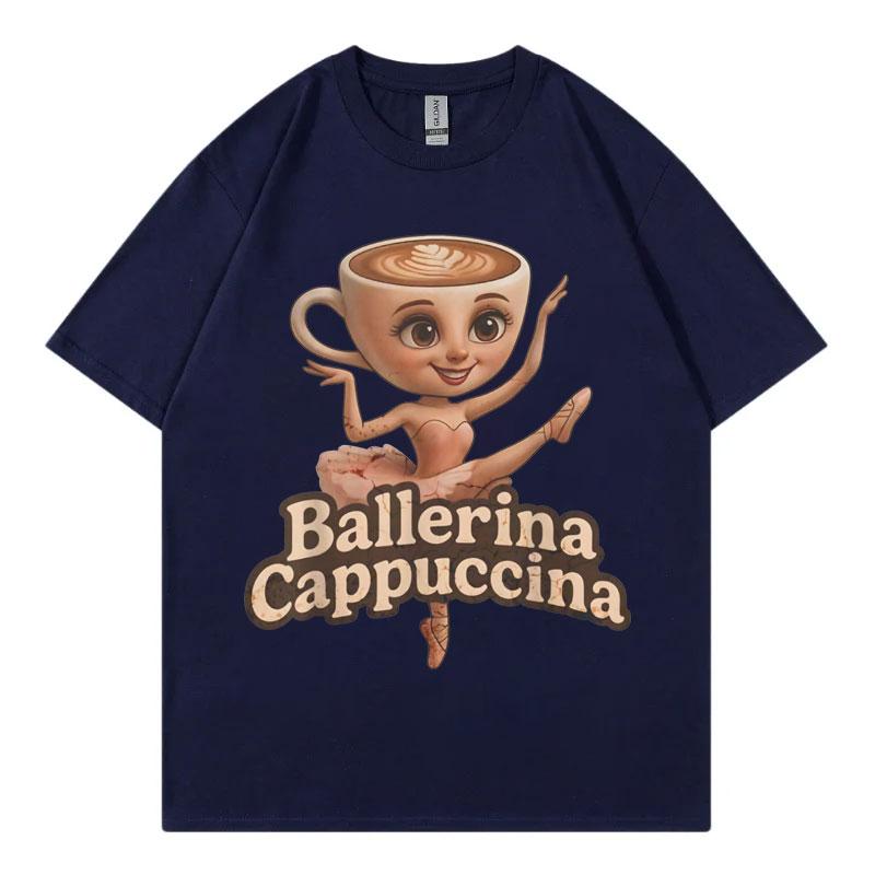 Funny Italian Brainrot Meme Ballerina Cappuccina Tshirt Men Women Vintage Fashion Y2k Tshirts Summer Casual Oversized T Shirt