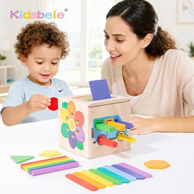 Montessori Sortierspiel aus Holz mit Formen und Farben für Kleinkinder 5 in 1 Feinmotorische Entwicklung Sensorisches Spielzeug Party Weihnachtsgeschenk