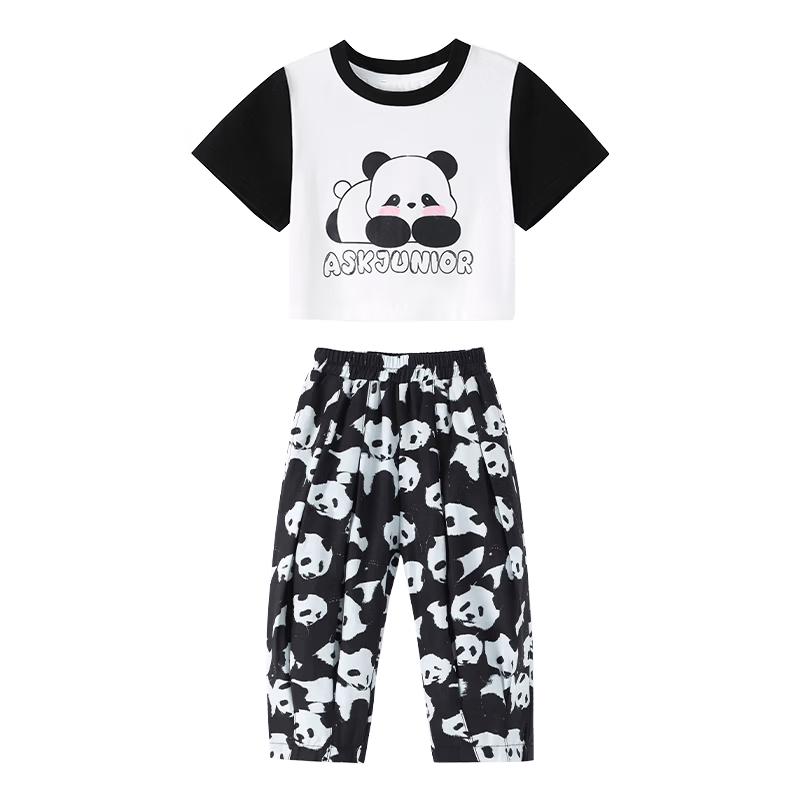 ASK JUNIOR Girls  Panda Print Activewear Set 120