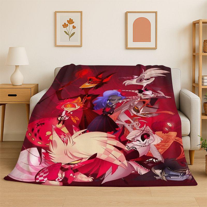 3D Cartoon H-Hazbin Hotel Charlie Flannel Blanket Soft Warm Throw Blanket for Bedroom Living Room Bed Travel Camping Picnic