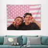 K-Pop Pink Flag Tapestry, Cute Peace Sign Pose Print Polyester Wall Hanging, Fan Themed Home Decor For Bedroom & Dorm