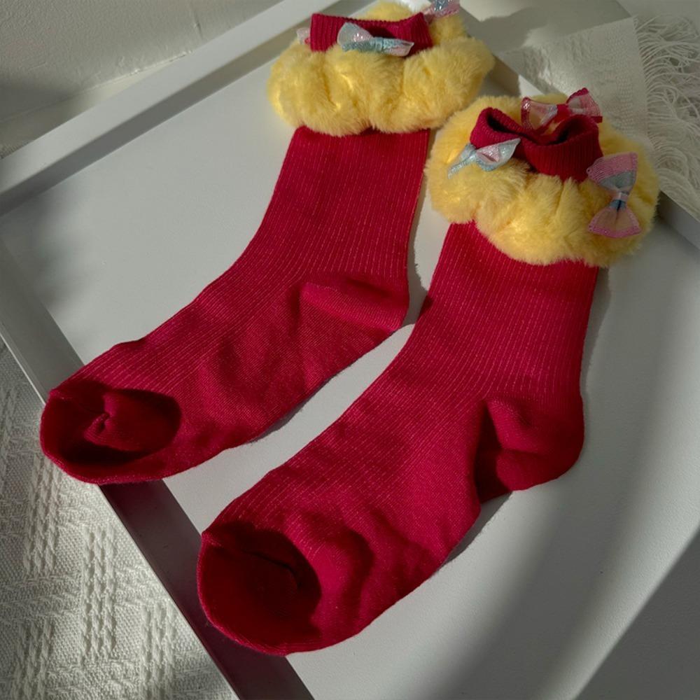 

Сплошные хлопковые носки в рождественском стиле, спортивные домашние носки, корейские напольные носки для сна, Новый год