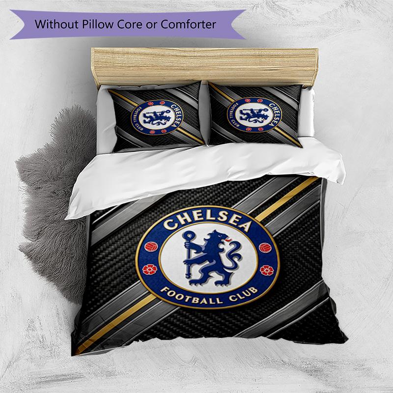 Set Lenzuola 3 Pezzi Stampato Chelsea FC Morbido Delicato sulla Pelle Lavabile Copripiumino e Federe Set Tutte le Stagioni Camera da Letto
