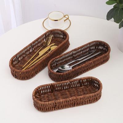 Universal Imitation Rattan Storage Basket Oval Picnic Basket Durable Fruit Cake Sundries Box