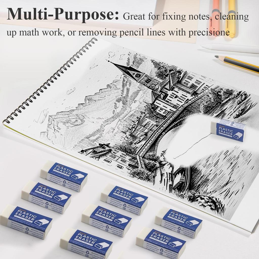 White Eraser, 8-Pack Bulk Erasers for Classroom,White Erasers for School, Classroom Must Haves & Back to School Supplies Eraser, Latex-Free & No
