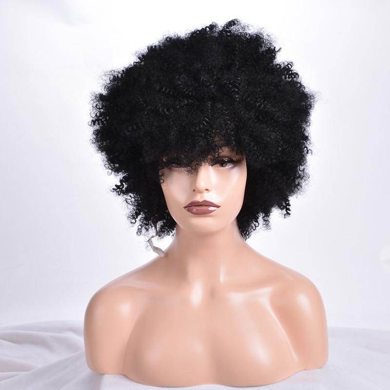 

Короткие вьющиеся парики Ombre Blonde Афро-синтетический парик для женщин чёрный