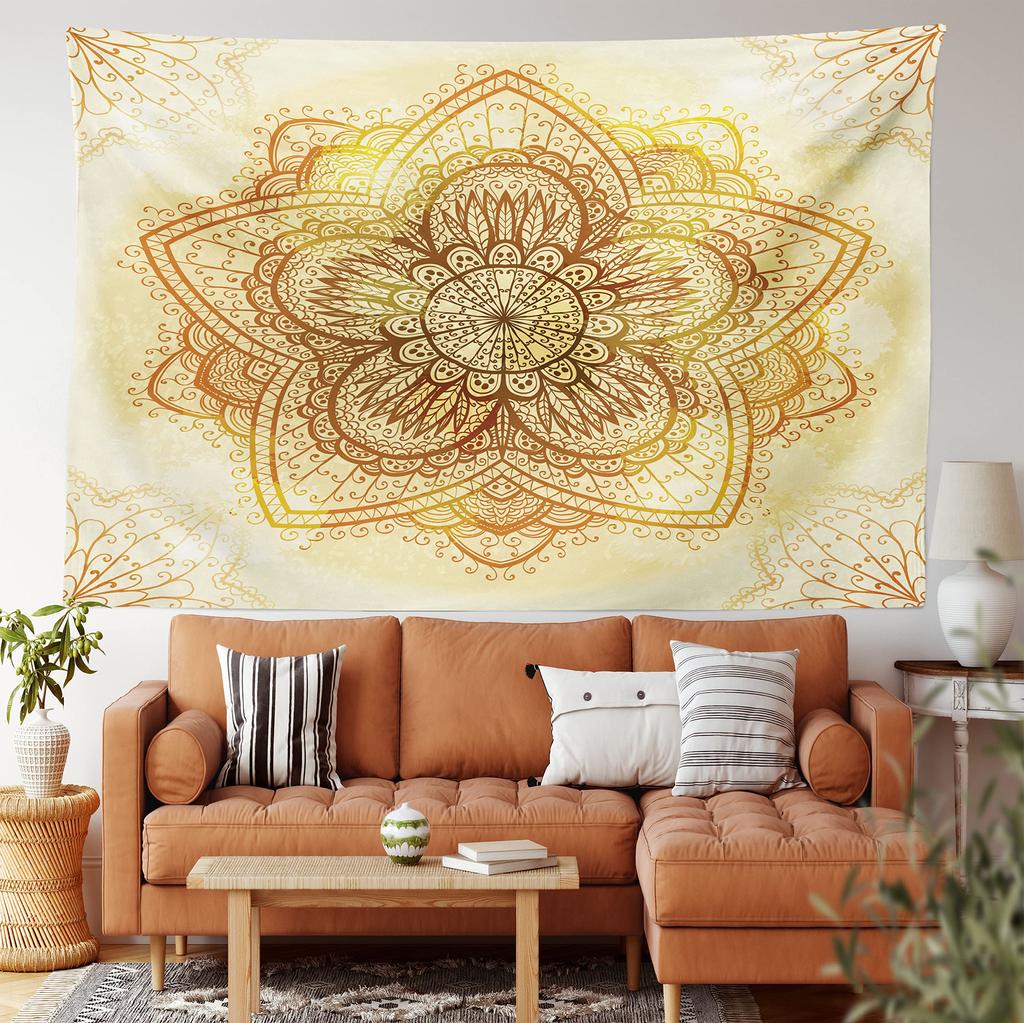 Boho Aesthetic Tapestry Mandala Tapestry Pink Floral Medallion Tapestries Wall Hanging Art Decor for Bedroom Living Room Dorm