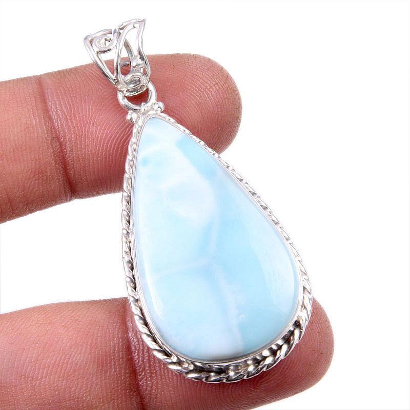 

Natural Republic Larimar Gemstone 925 Solid Sterling Silver Gift Pendant 2 b8S37