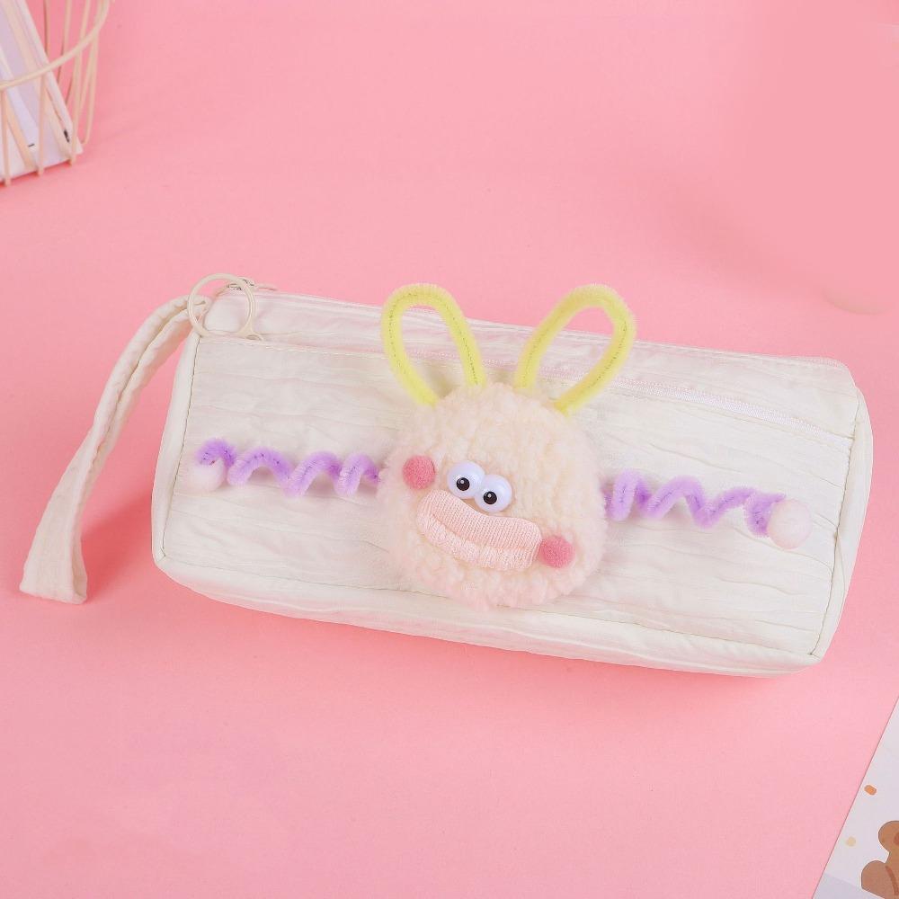 

Забавная сумка для ручек на молнии, большая емкость, сумка для хранения канцелярских принадлежностей, школьные и офисные принадлежности белый