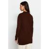 Brown V-neck Buttoned Long Knitwear Cardigan With Pocket Detail Tctaw22th0005