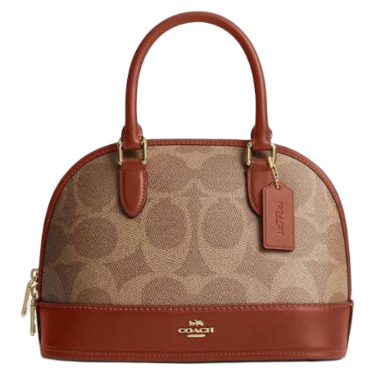 

Coach Sabrina Satchel 25 Classic Logo Faux Leather Shoulder Handbag Medium Women Handbags Brown Caramel CAS19-IMXIS Basic Set (Bag+Dust Bag)