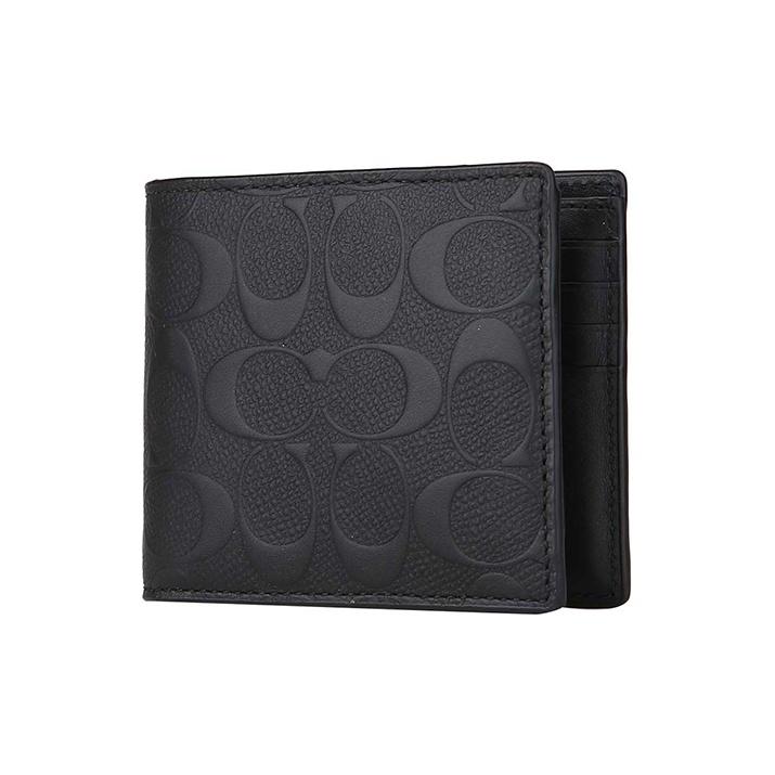 Coach 3 In 1 Wallet With Embossed Print And Detachable Card Holder Men Wallets Black 75371-BLK