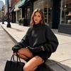 Women's Long Sleeve Turtleneck Sweatshirt Color Casual Pullover Top