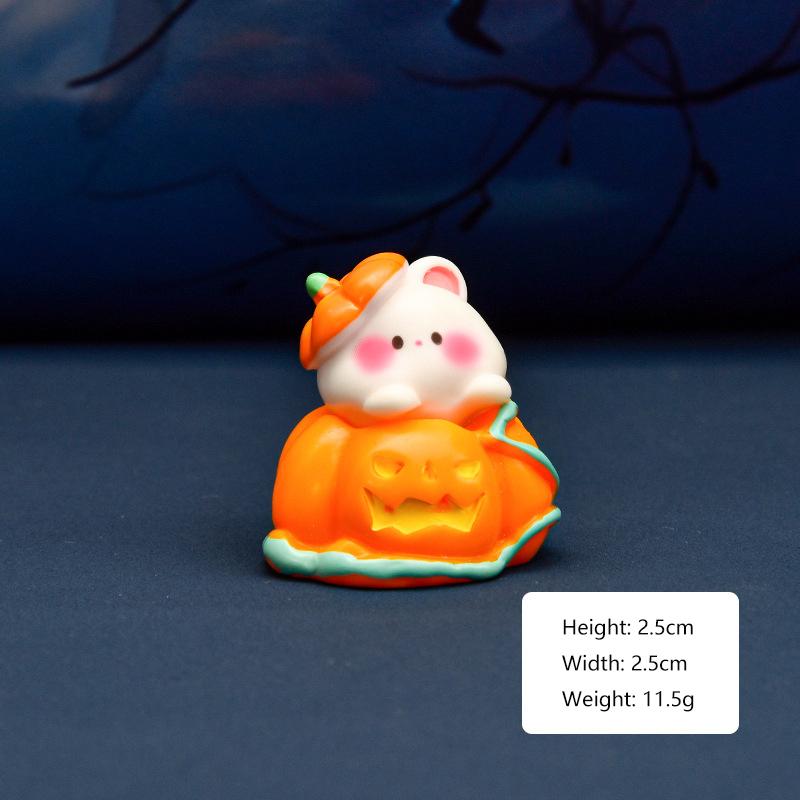 Mini Halloween Ornament Cartoon Pumpkin Ghost Broom Witch Figurine Micro Landscape Car Interior Home Desktop Decoration