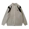 Autumn Men's Stand Collar Long Sleeve Color Block Zipper Loose Cardigan Sweater