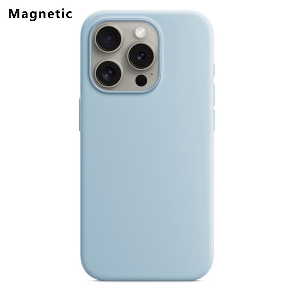 

For iPhone 15 Pro Compatible with MagSafe Liquid Silicone Phone Back Cover (No Logo) Baby Blue