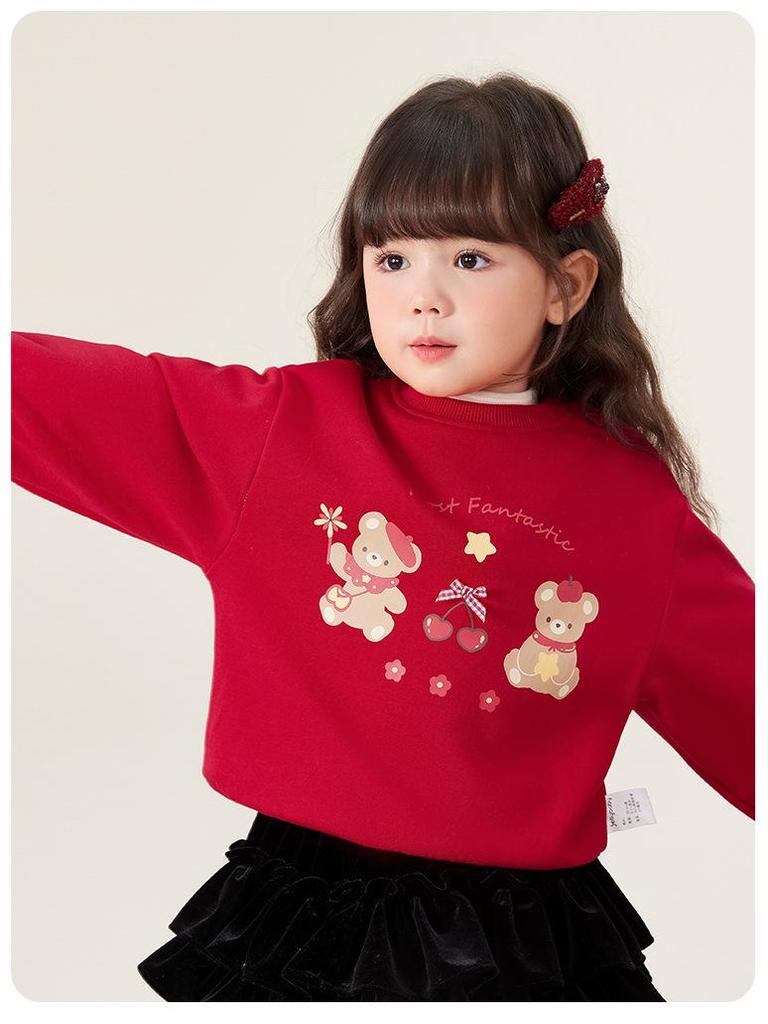 Warmth-Locking Round Neck Hoodie for Girls - Autumn/Winter Fashion Sports Top for Medium & Small Children