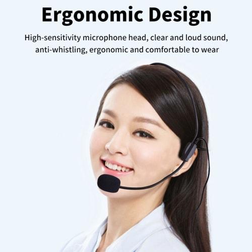 Vbestlife Head-Mounted Microphone, Mini 3.5mm Wired Condenser Microphone with Unidirectional Microphone Core for Voice Amplifier Speakers, Stage Perfo