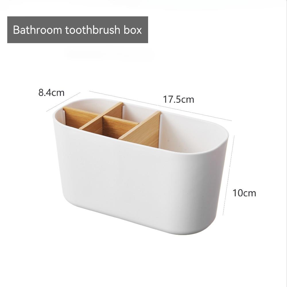 Multi-Slot Toothbrush Holder Toothpaste Storage Plastic Bamboo Toothbrush Holder Cosmetic Storage Desktop Storage Box Home белый