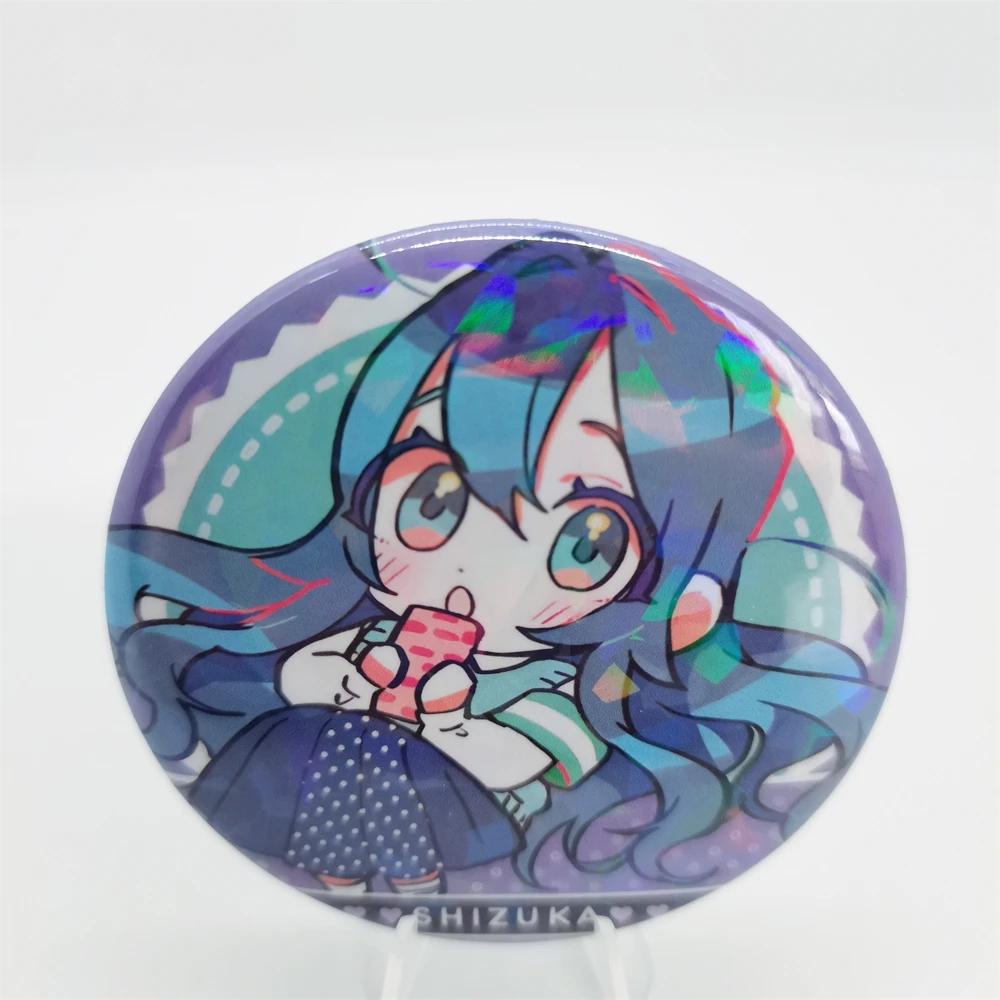 100 Girls You Cartoon Anime 58mm Laser Brooch Pin Characters Yoshimoto Shizuka Eiai Nano Pendant Jewelry