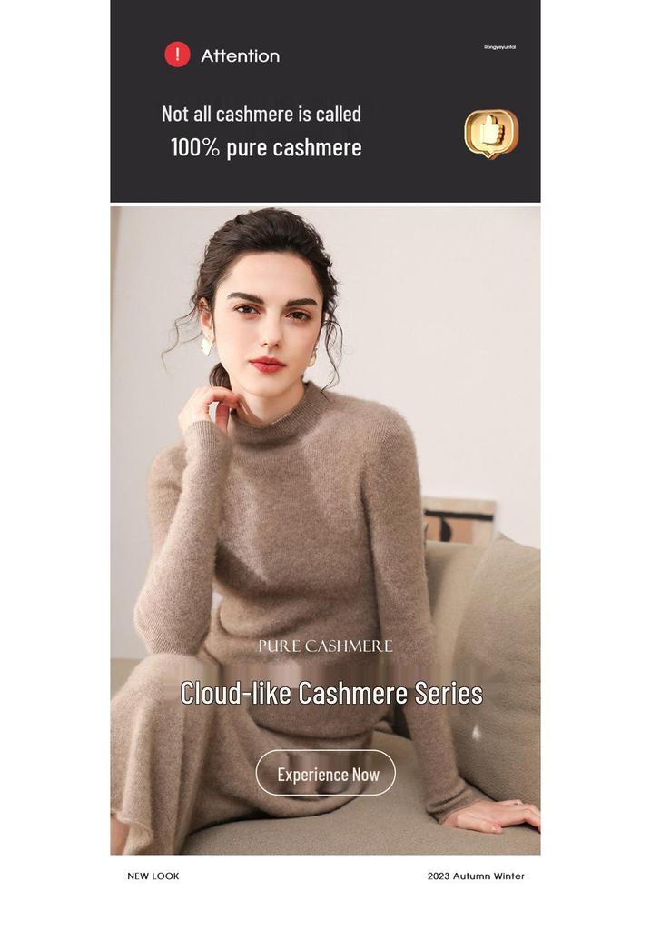 Women's 100% Cashmere High Neck Slim Fit Pullover Sweater