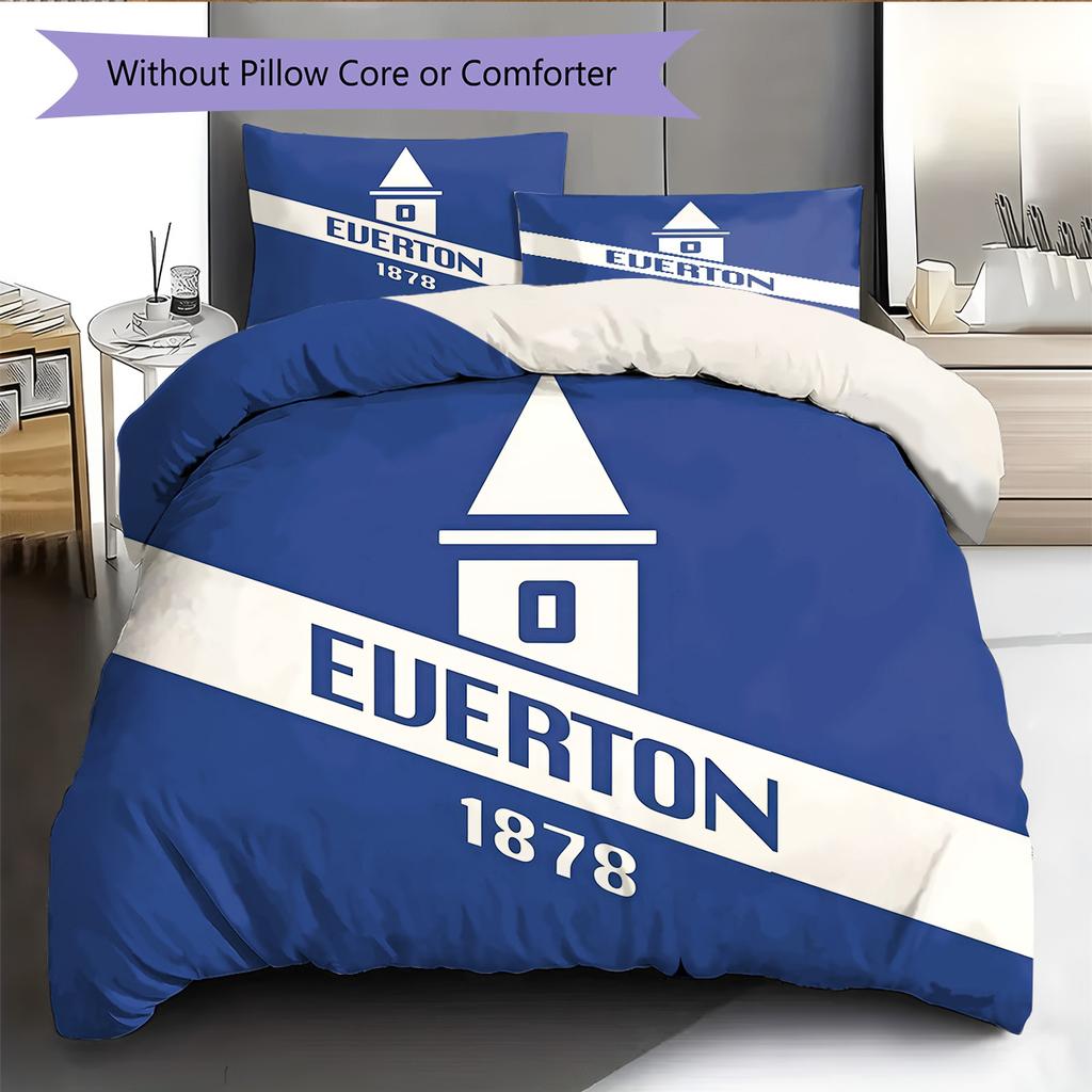 Everton Football Club Pattern Bedding Quilt Set Home Decoration Gift (1 * duvet cover + 2 * pillowcase without core)