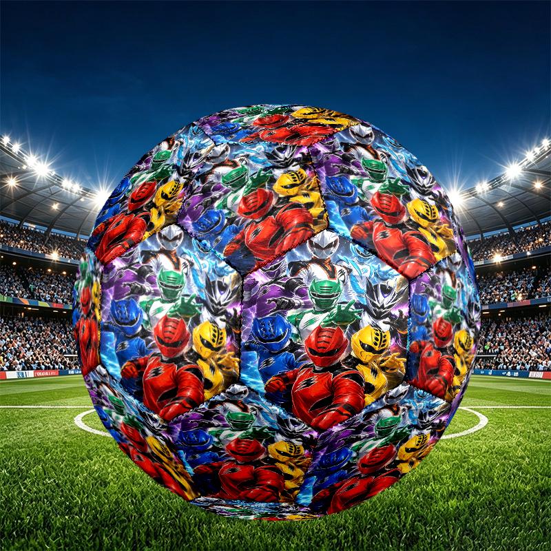 Mighty Morphin Power Rangers Print Size 5 Soccer Ball, PU Wear Resistant Football for Match Training and Daily Practice, Birthday Gift for Soccer Fans