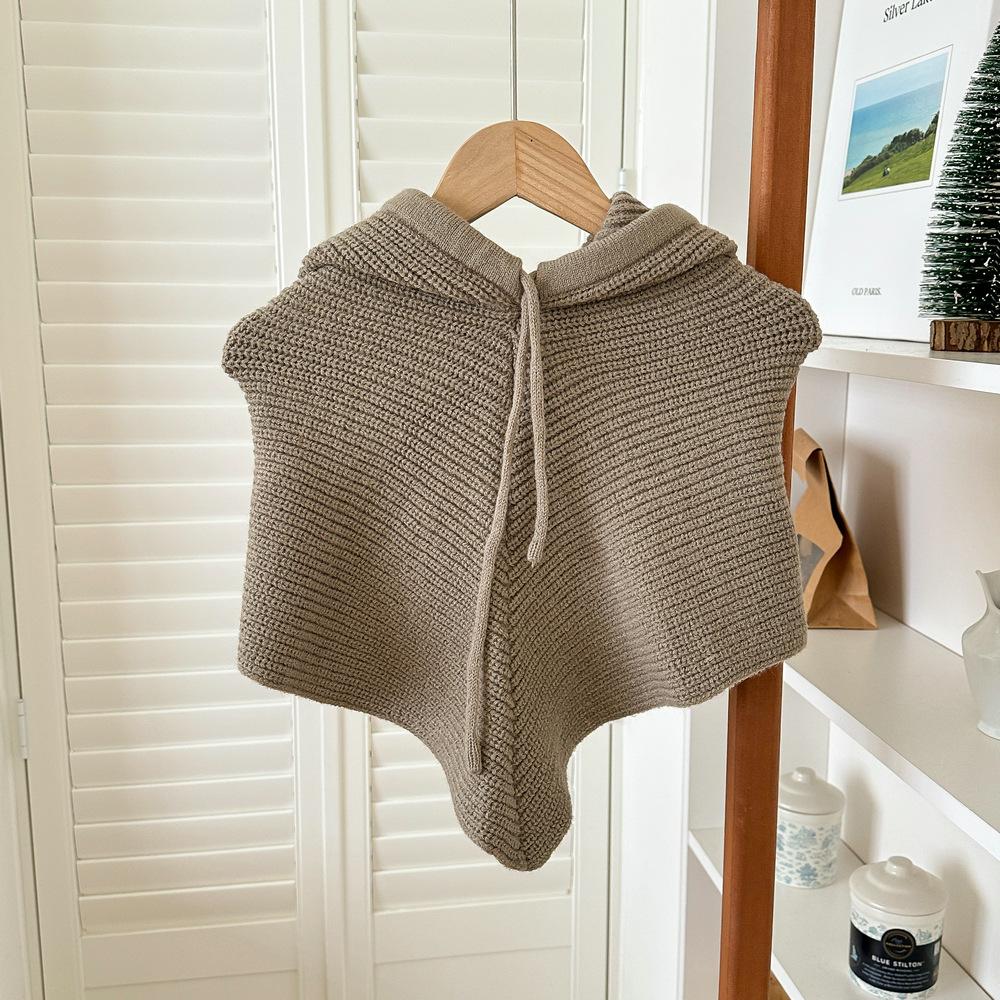 Solid color balaclava hat knitted pullover scarf integrated drawstring autumn and winter windproof and warm women's ear protective wool hat