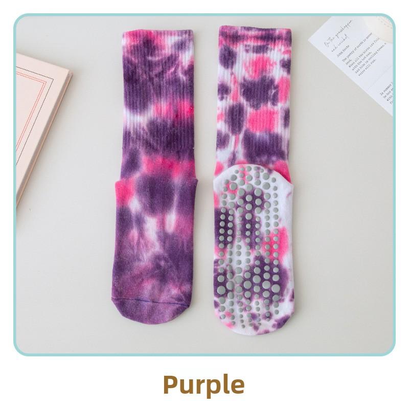 Socks Tie-dye Women's Socks Medium Tube Non-slip Yoga Floor Sports Socks Anti-pilling Casual