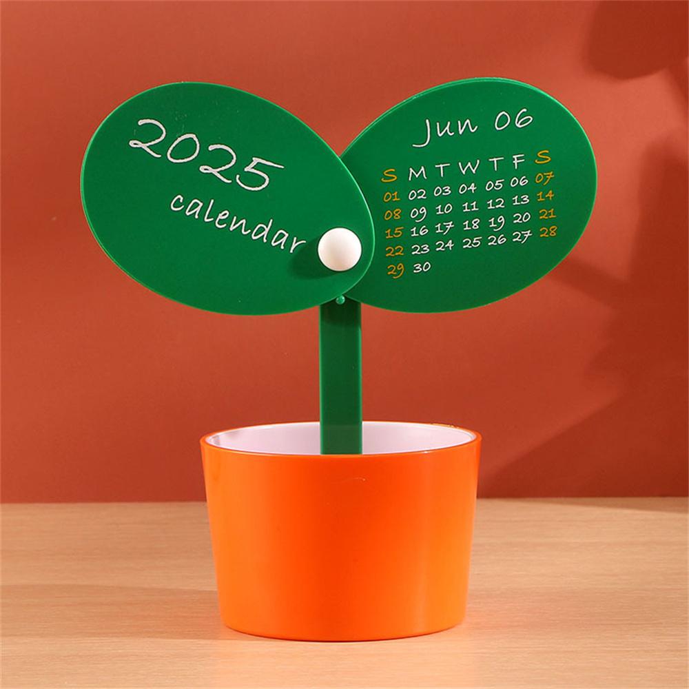 

2025 Creative Plant Shaped Desktop Calendar with Pen Holder,DIY Planner Orange