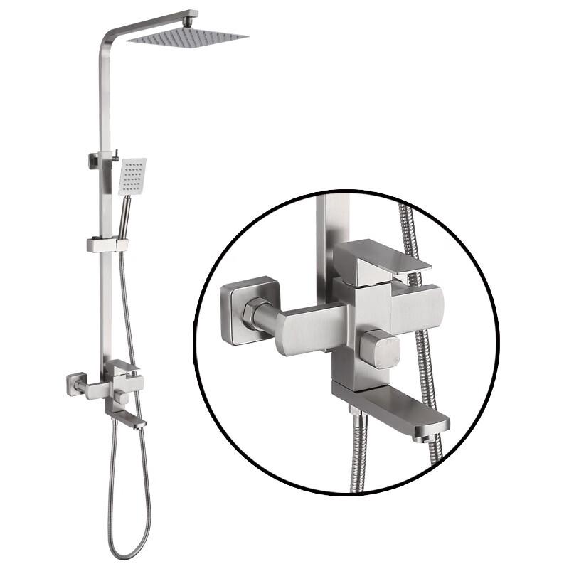 TLXT Stainless Steel Square Shower Set with Handheld & Overhead Shower