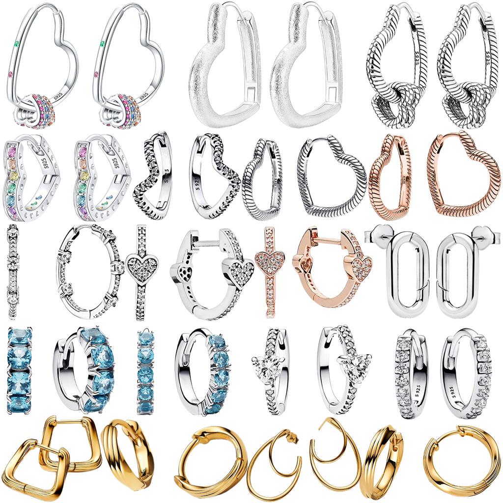 Sparkling Heart Hoop Earrings 925 Silver Heart Earring Glitter Zircon Large Circle Earrings Women Fine Jewelry Present