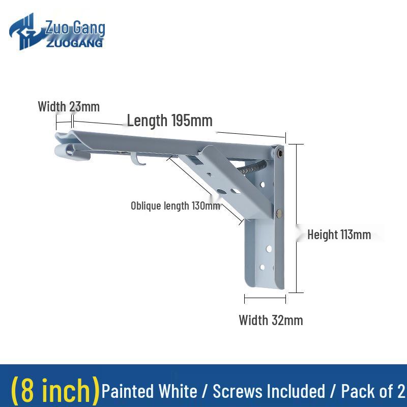 Stainless Steel Folding Triangle Bracket Wall Shelf Spring Rack F-Type Support.