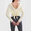 Women's  Long Sleeve Shirt Loose Satin Top Embossed Lace R-neck Silk Lined Top