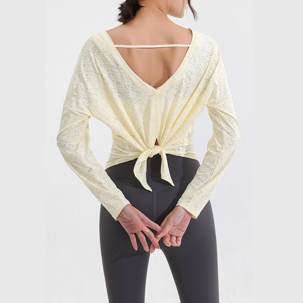 Women's  Long Sleeve Shirt Loose Satin Top Embossed Lace R-neck Silk Lined Top
